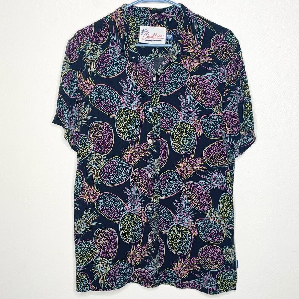Chubbies Friday Shirt neon pineapple button-up  - size medium